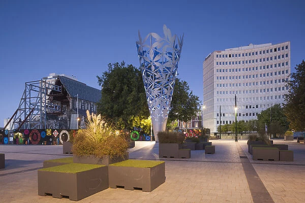 New Zealand, South Island, Christchurch, Cathedral Square, Chalice, sculpture by Neil
