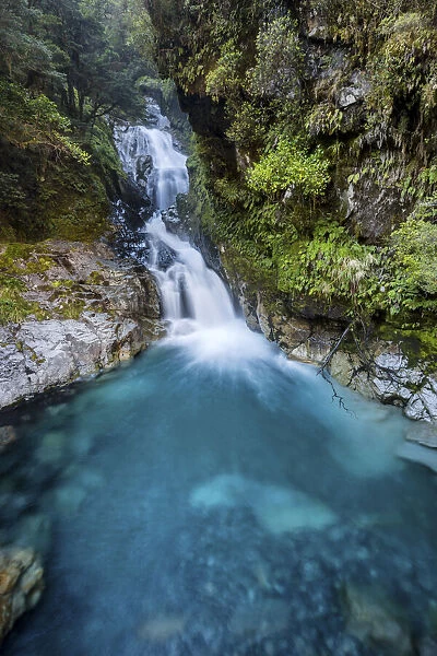 New Zealand, South Island, Fjordland National Park, Falls Creek Waterfall