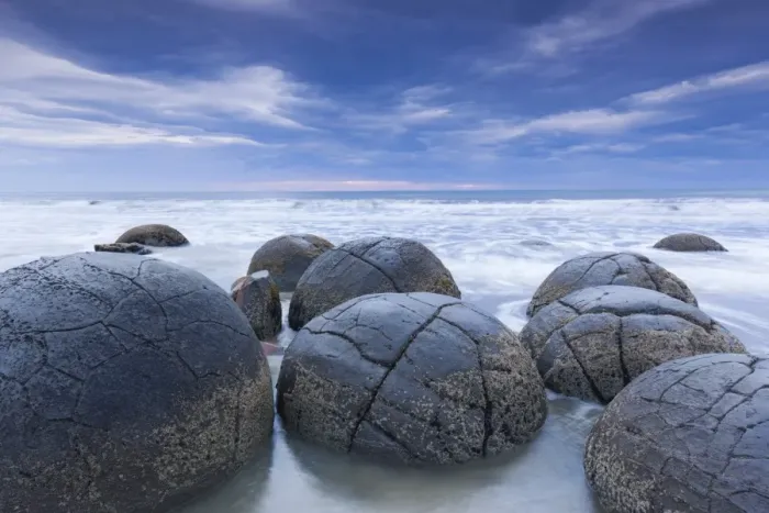 Framed Print : New Zealand, South Island, Otago, Moeraki, Moeraki Boulders also known as Te Kaihinaki