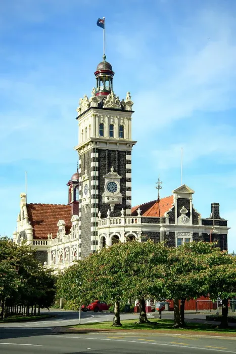 Framed Print : New Zealand, South Island, Otago, Dunedin, Dunedin Railway Station, Flemish Renaissance-style