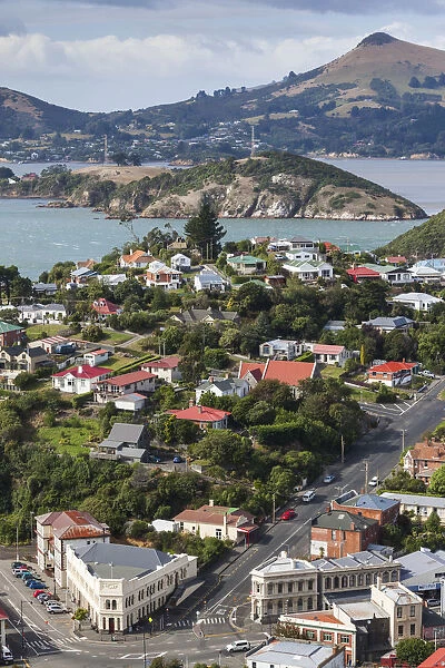 New Zealand, South Island, Otago, Port Chalmers, elevated town view