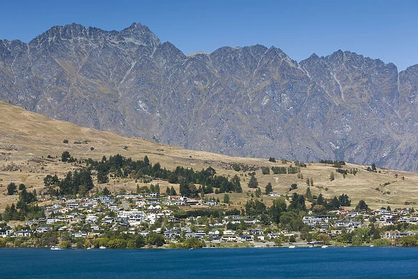 New Zealand, South Island, Otago, Queenstown, town view with The Remarkables Mountains