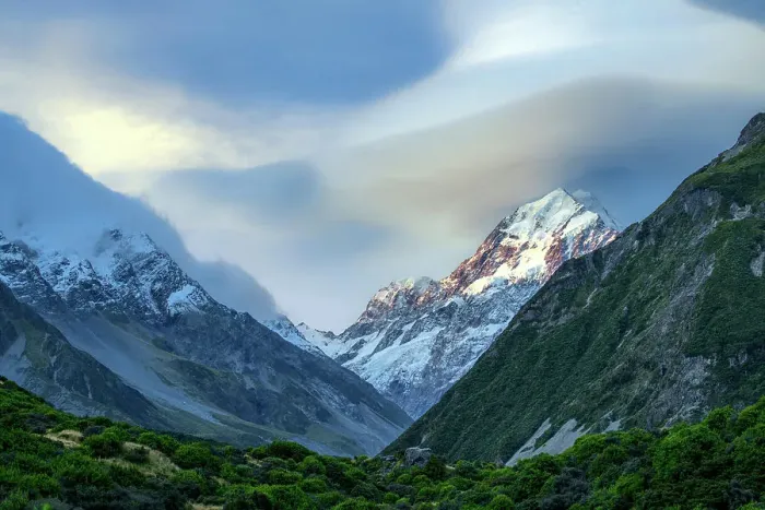 Framed Print : New Zealand, South Island, Southern Alps, Mount Cook National Park, Aoraki, peak