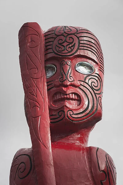 New Zealand, South Island, West Coast, Franz Josef, Maori carved figure
