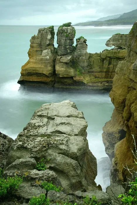Framed Print : New Zealand, South Island, West Coast, Paparoa National Park, Punakaiki, Pancake Rocks