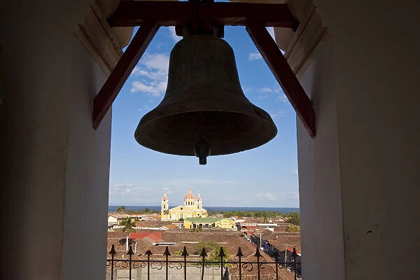 Nicaragua, Granada, Iglesia de la Merced, Bell tower and view towards Iglesia de Xalteva