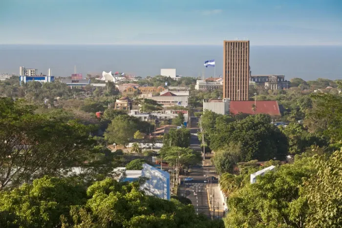 Framed Print : Nicaragua, Managua, View of City and Lake Managua from Park historico National Lomoa