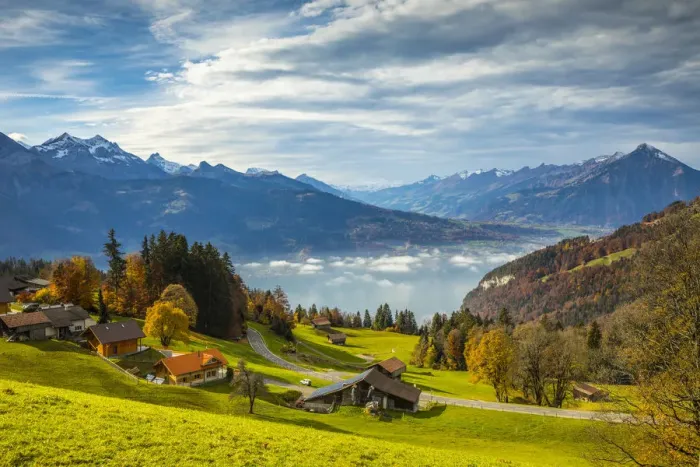 Framed Print : Niesen mountain and Lake Thun, Berner Oberland, Switzerland Framed Print : Niesen mountain and Lake Thun, Berner Oberland, Switzerland