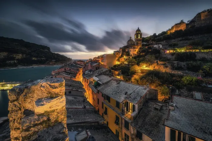 Framed Print : Night from the top of the Chapter Tower in Portovenere, Unesco World Heritage Site, municipality of Porto Venere, La Spezia province, Liguria district, Italy Framed Print : Night from the top of the Chapter Tower in Portovenere, Unesco World Heritage Site, municipality of Porto Venere, La Spezia province, Liguria district, Italy