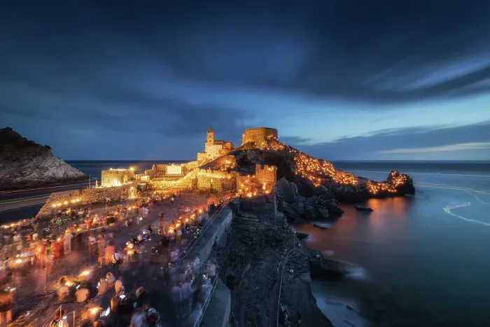Framed Print : Night on the Church of Portovenere during the event of the Madonna Bianca, municipality of Portovenere, La Spezia province, Liguria, Italy Framed Print : Night on the Church of Portovenere during the event of the Madonna Bianca, municipality of Portovenere, La Spezia province, Liguria, Italy