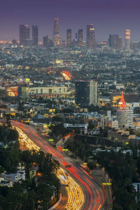 Framed Print : Night city skyline, Los Angeles, California, USA Framed Print : Night city skyline, Los Angeles, California, USA