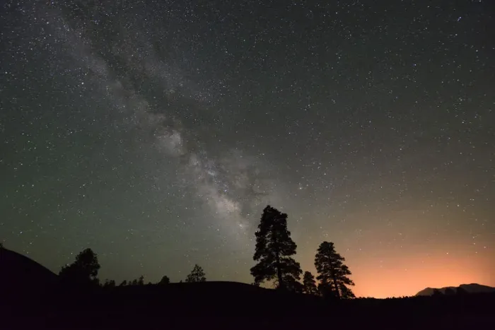Framed Print : Night sky and Ponderosa Pine, Sunset Crater National Monument, Arizona, USA Framed Print : Night sky and Ponderosa Pine, Sunset Crater National Monument, Arizona, USA
