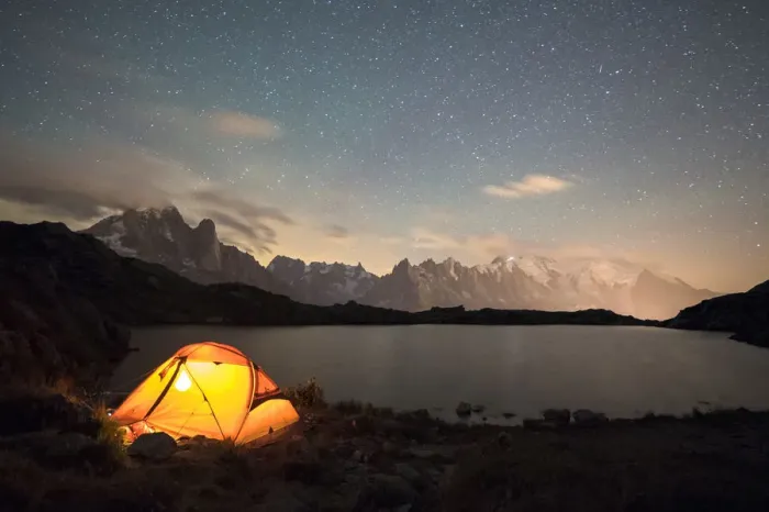 Framed Print : The night in the tent in front of Mont Blanc from Lac de Chesery, Haute Savoie, France Framed Print : The night in the tent in front of Mont Blanc from Lac de Chesery, Haute Savoie, France