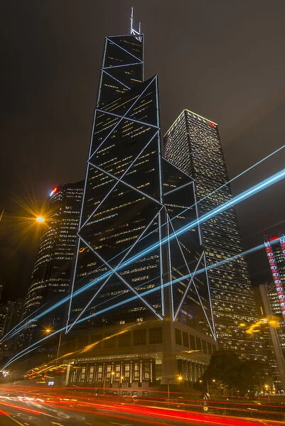 Night view of the Bank of China Tower, Hong Kong, China