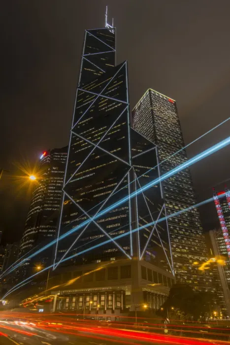 Framed Print : Night view of the Bank of China Tower, Hong Kong, China Framed Print : Night view of the Bank of China Tower, Hong Kong, China