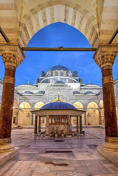 Night view of Bayezid II Mosque, Fatih, Istanbul, Turkey