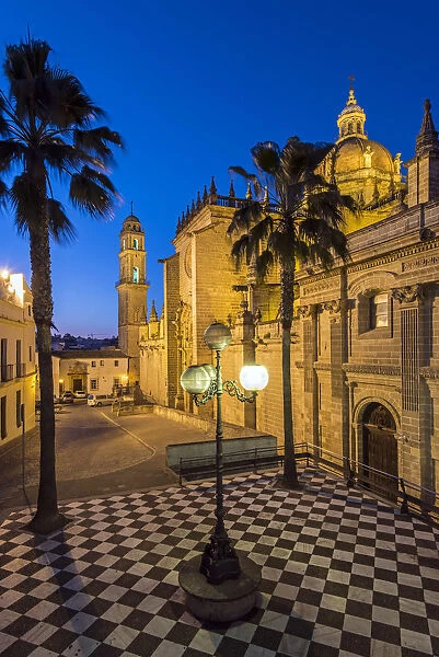 Night view of the Cathedral, Jerez de la Frontera, Andalusia, Spain