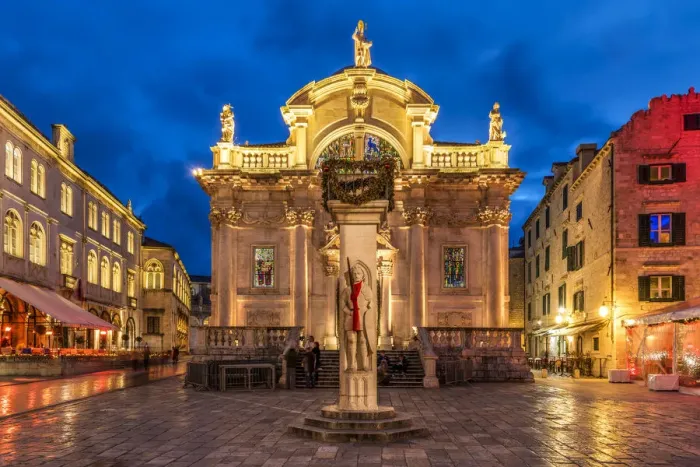 Framed Print : Night view of Church of St. Blaise, Dubrovnik, Croatia