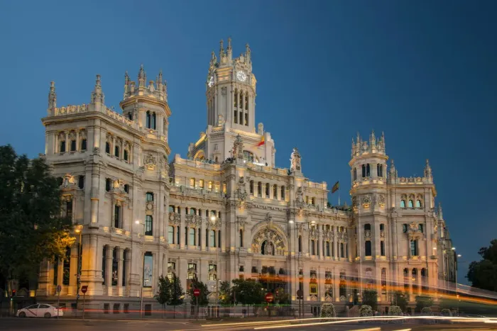 Framed Print : Night view of Cibeles Palace, Plaza de Cibeles, Madrid, Comunidad de Madrid, Spain