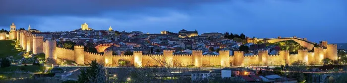 Framed Print : Night view of the medieval walls, Avila, Castile and Leon, Spain