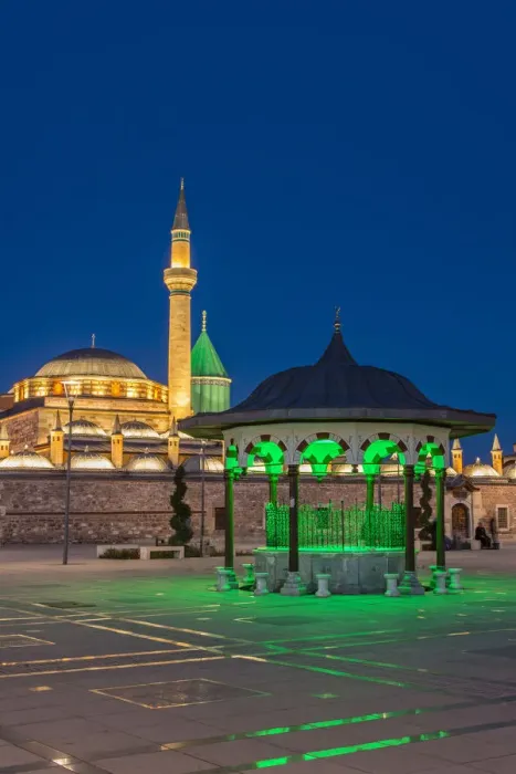 Framed Print : Night view of Mevlana Museum, Konya, Turkey