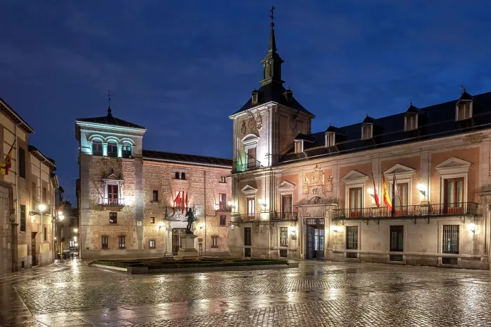 Framed Print : Night view of Plaza de la Villa, Madrid, Spain Framed Print : Night view of Plaza de la Villa, Madrid, Spain
