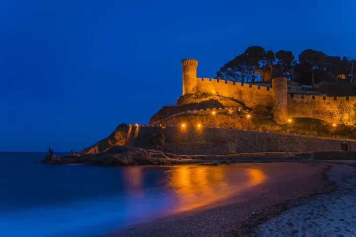 Framed Print : Night view of Vila Vella, the medieval old town of Tossa del Mar, Costa Brava, Catalonia Framed Print : Night view of Vila Vella, the medieval old town of Tossa del Mar, Costa Brava, Catalonia