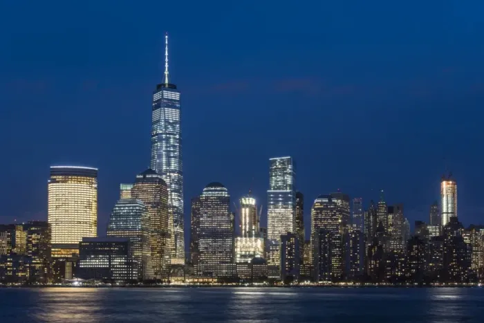 Framed Print : Night view of One World Trade Center and Lower Manhattan financial center, Manhattan Framed Print : Night view of One World Trade Center and Lower Manhattan financial center, Manhattan