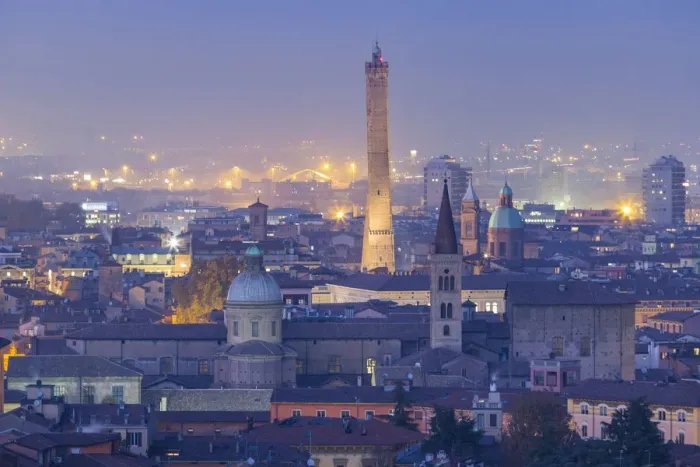 Framed Print : Nightscape of Bologna from San Michele in Bosco church. Bologna, Emilia Romagna, Italy Framed Print : Nightscape of Bologna from San Michele in Bosco church. Bologna, Emilia Romagna, Italy
