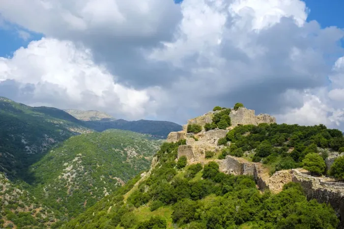 Framed Print : Nimrod fortress (Qal at al-Subeiba), a ruined Ayyubid castle on the slopes of Framed Print : Nimrod fortress (Qal at al-Subeiba), a ruined Ayyubid castle on the slopes of