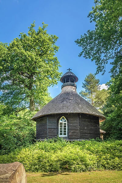 Nordic chapel in the Luetetsburg castle park, East Frisia, Lower Saxony, Germany
