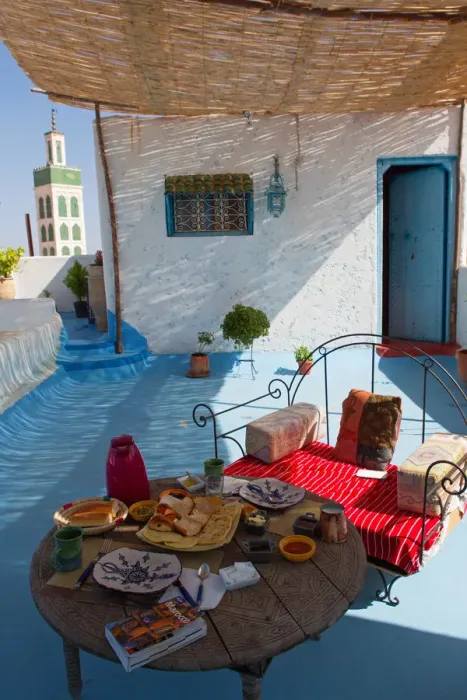 Framed Print : North Africa, Morocco, meknes district. Breakfast on the terrace of a riad Framed Print : North Africa, Morocco, meknes district. Breakfast on the terrace of a riad