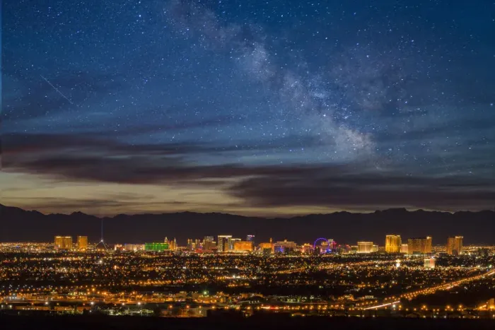 Framed Print : North America, American, USA, Nevada, Las Vegas, The strip, cityscape and Milky way (dm) Framed Print : North America, American, USA, Nevada, Las Vegas, The strip, cityscape and Milky way (dm)