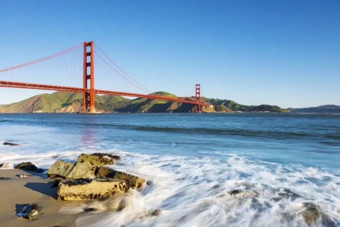 Framed Print : North America, USA, America, California, San Francisco, Golden gate bridge from Marine