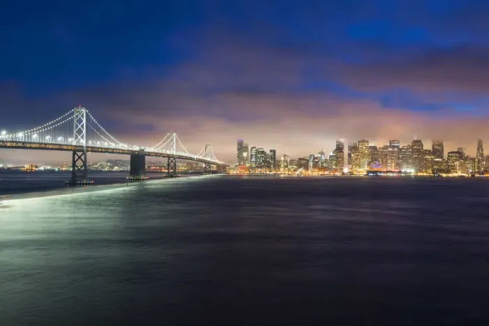Framed Print : North America, USA, America, California, San Francisco, View of downtown and the Bay