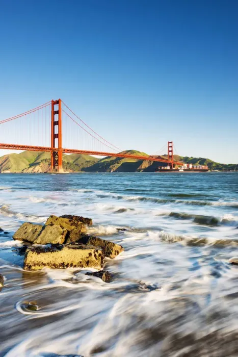 Framed Print : North America, USA, America, California, San Francisco, Golden gate bridge from Marine