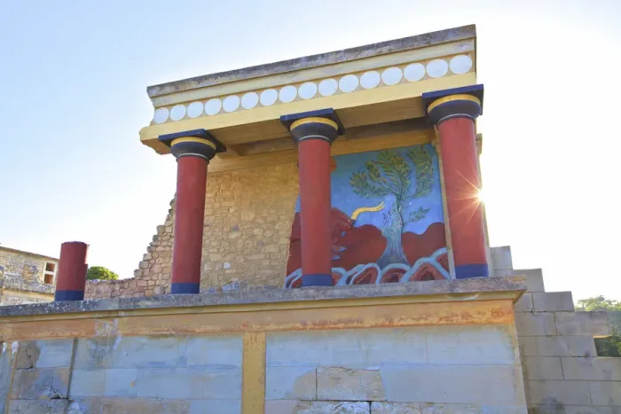 Framed Print : North Entrance With A Charging Bull And Olive Tree Fresco, The Minoan Palace Of Knossos Framed Print : North Entrance With A Charging Bull And Olive Tree Fresco, The Minoan Palace Of Knossos