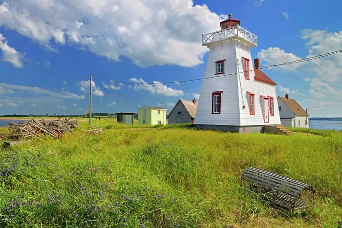 Framed Print : North Rustico Harbour lighthouse and lobster traps North Rustico Harbour Prince Edward Island Canada Framed Print : North Rustico Harbour lighthouse and lobster traps North Rustico Harbour Prince Edward Island Canada