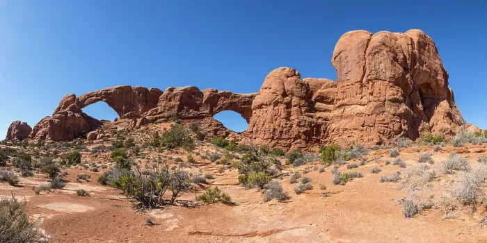 Framed Print : North and South Windows, Arches National Park, Utah, USA