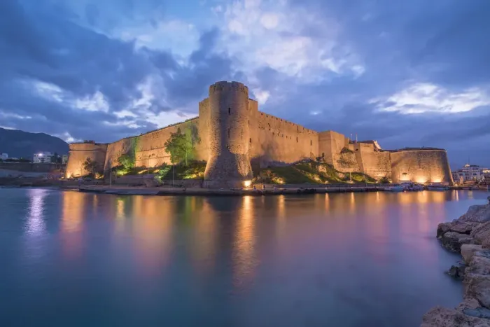 Framed Print : Northern Cyprus, Kyrenia, Kyrenia Castle illuminated at dusk Framed Print : Northern Cyprus, Kyrenia, Kyrenia Castle illuminated at dusk