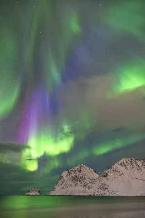 Framed Print : Northern Lights at Haukland beach, Lofoten island, Norway Framed Print : Northern Lights at Haukland beach, Lofoten island, Norway