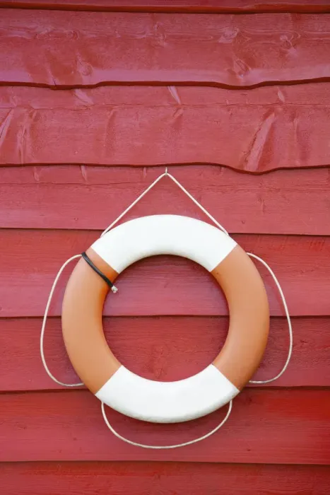 Framed Print : Norway, life belt hanging from traditional wooden shed Framed Print : Norway, life belt hanging from traditional wooden shed