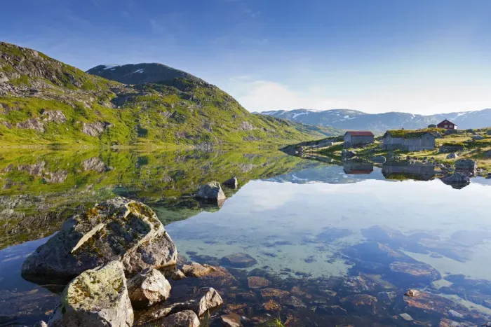 Framed Print : Norway, Western Fjords, Sogn Og Fjordane, Lake in rural setting Framed Print : Norway, Western Fjords, Sogn Og Fjordane, Lake in rural setting