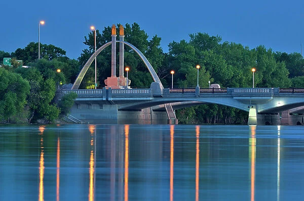 Norwood Brige over the Red River at dusk, Winnipeg, Manitoba, Canada