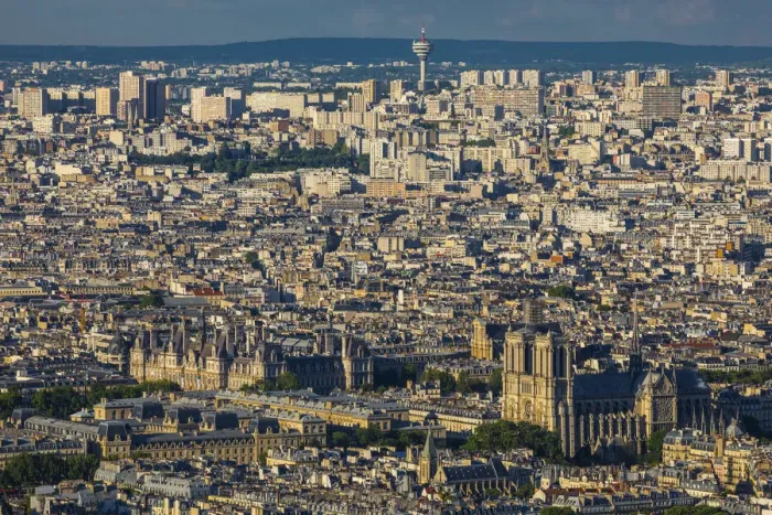 Framed Print : Notre Dame Cathedral & Hotel de Ville from Montparnasse Tower, Paris, France Framed Print : Notre Dame Cathedral & Hotel de Ville from Montparnasse Tower, Paris, France