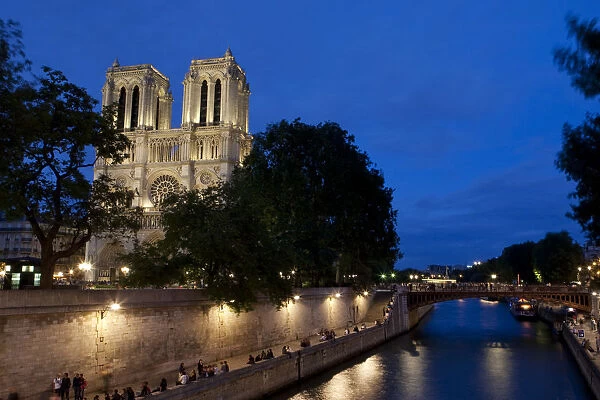 Notre Dame Cathedral, Paris, France at night