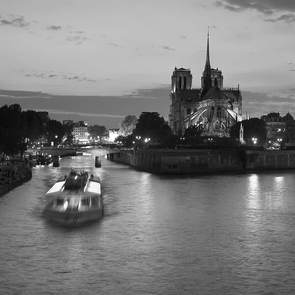Notre Dame Cathedral & River Seine, Paris, France