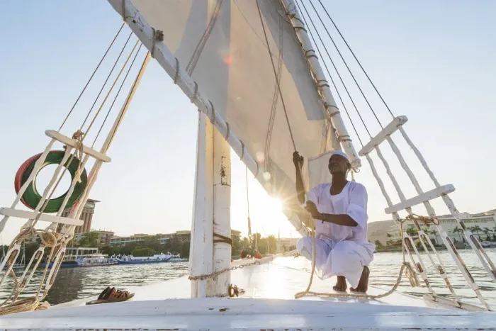 Framed Print : Nubian sailor on his felucca boat on the Nile River, Aswan, Upper Egypt, Egypt, Africa Framed Print : Nubian sailor on his felucca boat on the Nile River, Aswan, Upper Egypt, Egypt, Africa