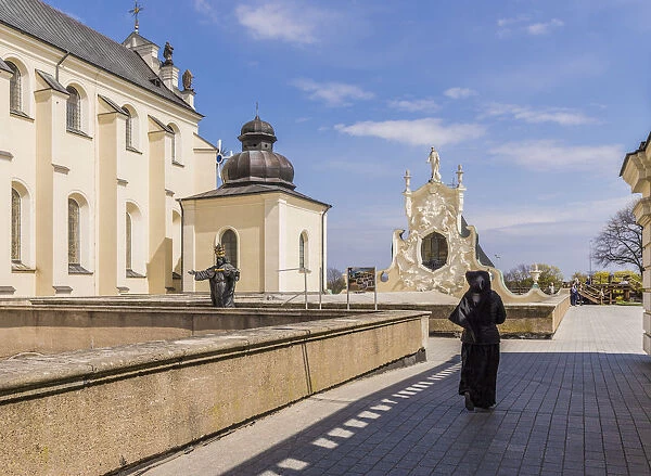 A nun walking at the Jasna Gora Monastery in Czestochowa, Poland