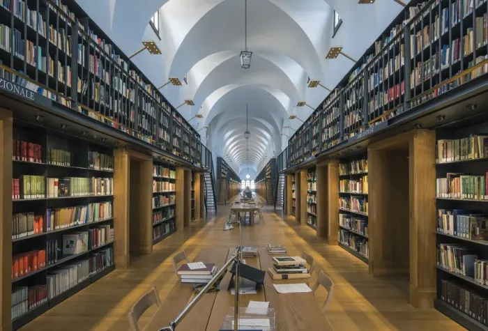 Framed Print : The Nuova Manica Lunga library in the Cini Fundation, San Giorgio Monastery, Venice Framed Print : The Nuova Manica Lunga library in the Cini Fundation, San Giorgio Monastery, Venice